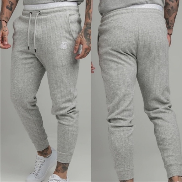NWT siksilk grey inset taped jogger sweat pants sz.S mens - Picture 1 of 5